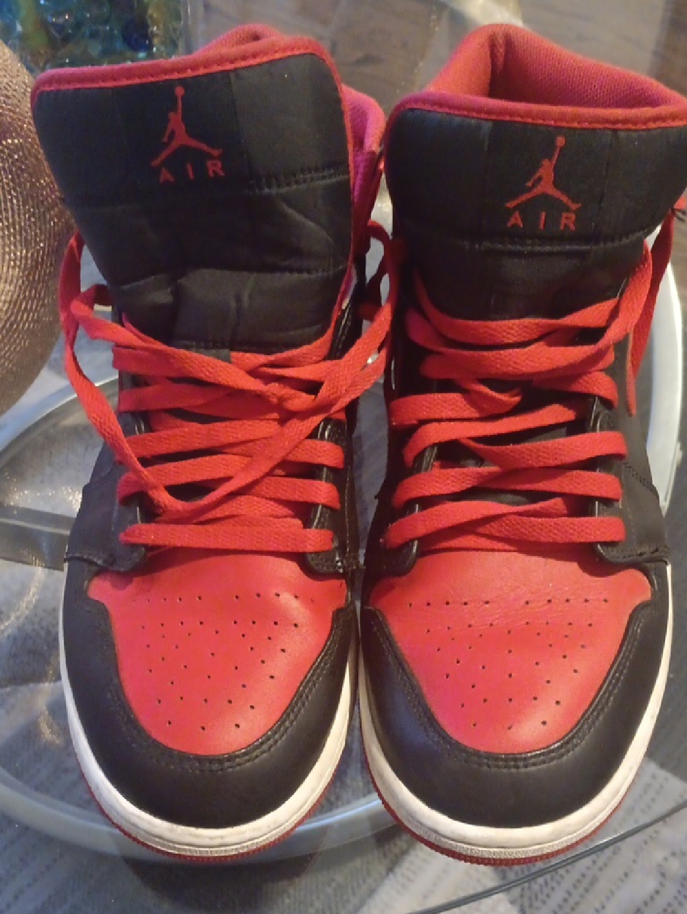 Nike Black and Red High-Top Basketball Sneakers
